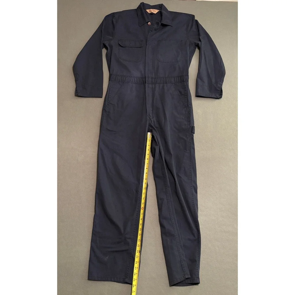 Big Mac Mens Vintage Navy Blue Long Sleeve Coveralls Workwear Jumpsuit 42 Reg